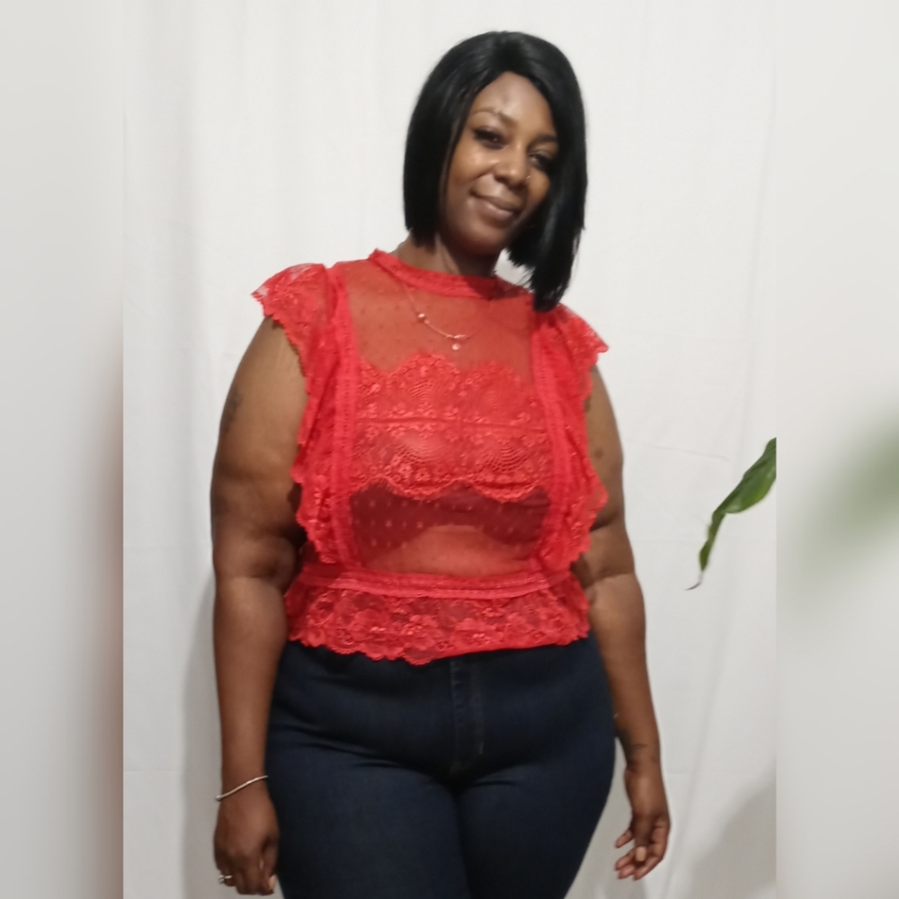Red Lace Top Plus